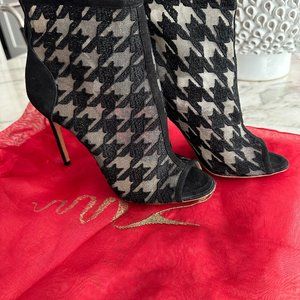Nicholas Kirkwood Houndstooth Black Mesh Bootie 38/ 8